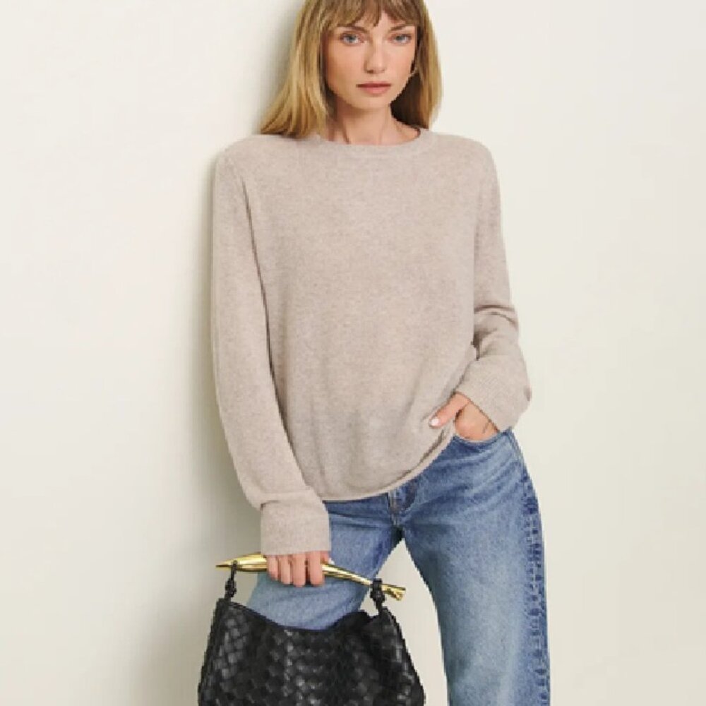 REFORMATION Cashmere Boyfriend Sweater in Barley, size S